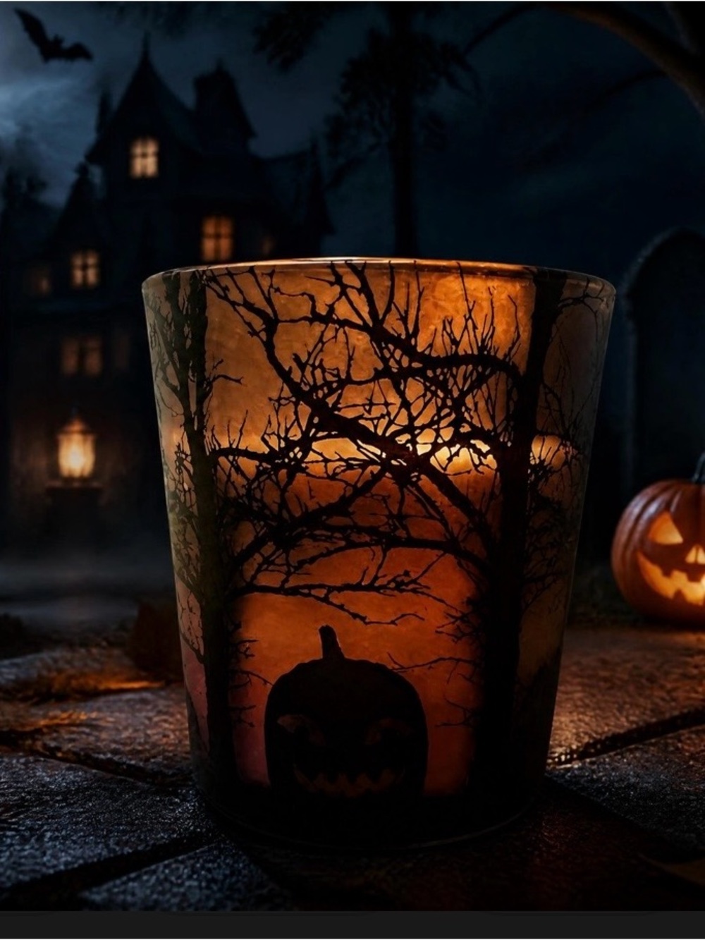 New Halloween candle cool etched scary jar with nontoxic Soy Candle. Hand poured